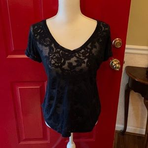 Abercrombie &Finch navy sheer pattern shirt sz m